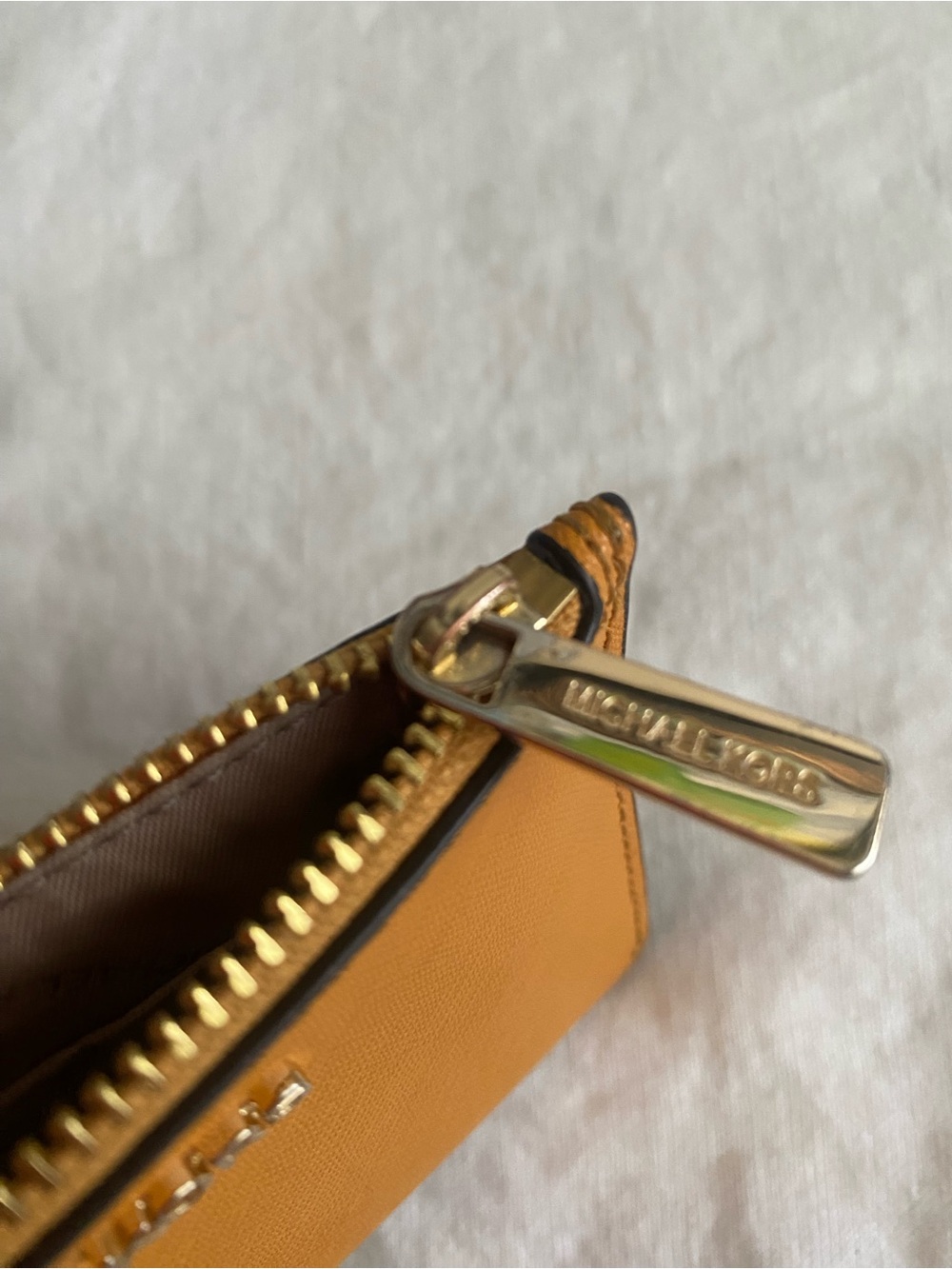 Michael Kors Yellow Saffiano Leather Card Case with Key Ring - Picture 5 of 5